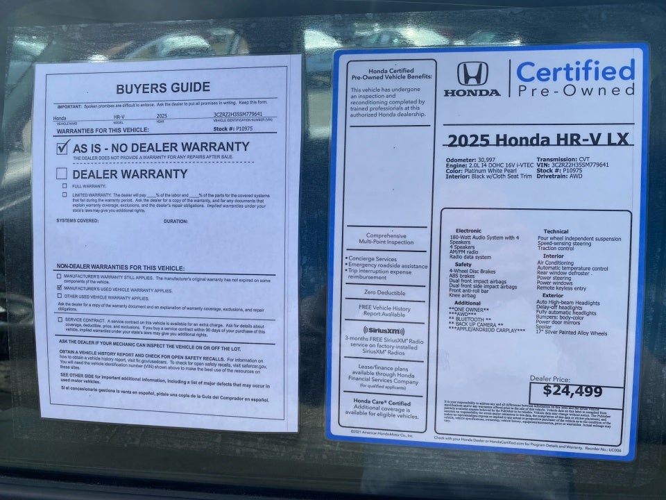 2025 Honda HR-V AWD LX