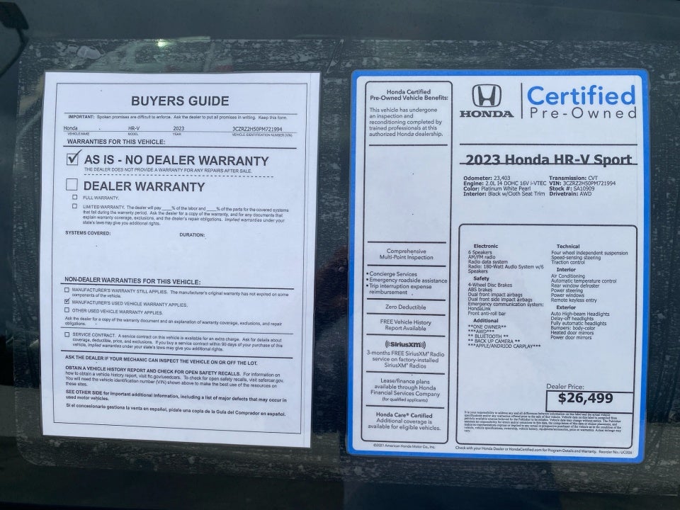 2023 Honda HR-V AWD Sport