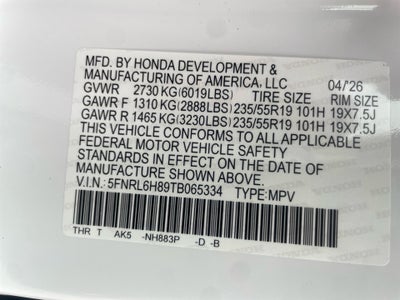 2026 Honda Odyssey Touring