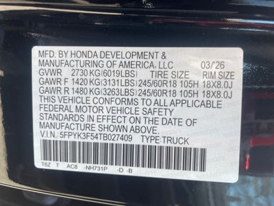 2026 Honda Ridgeline RTL