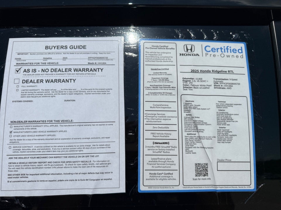 2025 Honda Ridgeline RTL