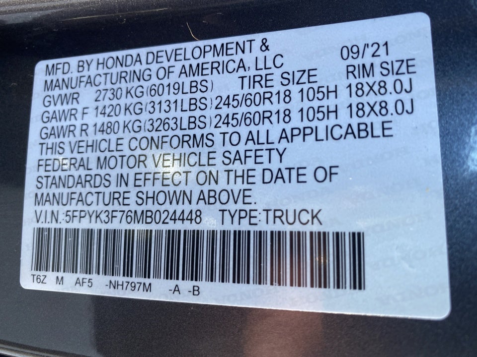 2021 Honda Ridgeline RTL-E