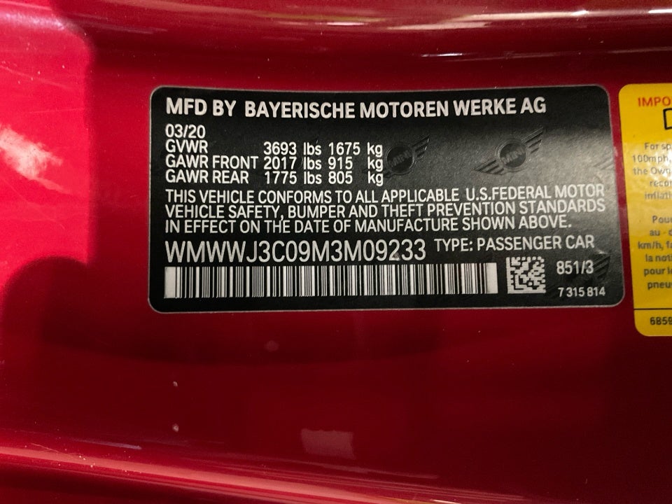 2021 MINI Convertible Cooper