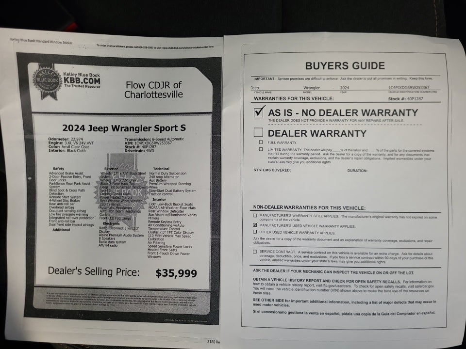 2024 Jeep Wrangler 4-Door Sport S 4x4