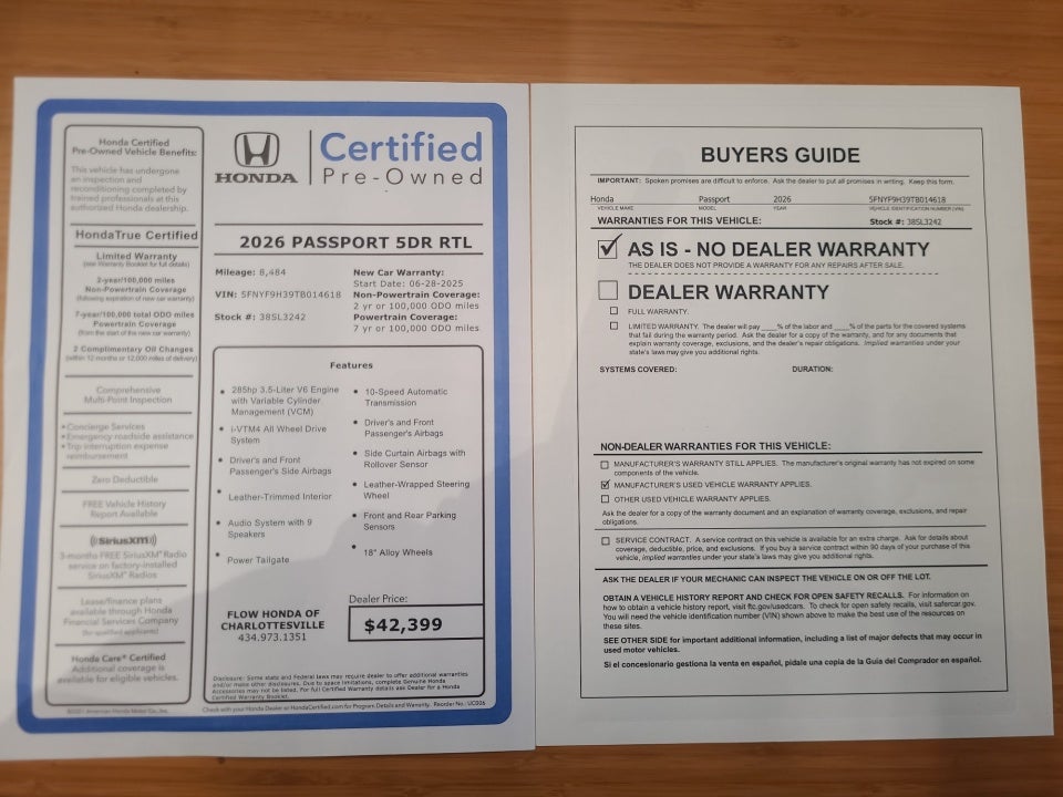 2026 Honda Passport AWD RTL