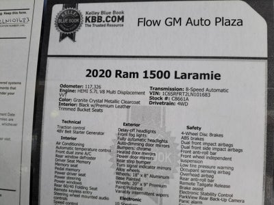2020 RAM 1500 Laramie Crew Cab 4x4 6'4" Box