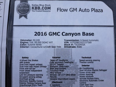 2016 GMC Canyon 2WD