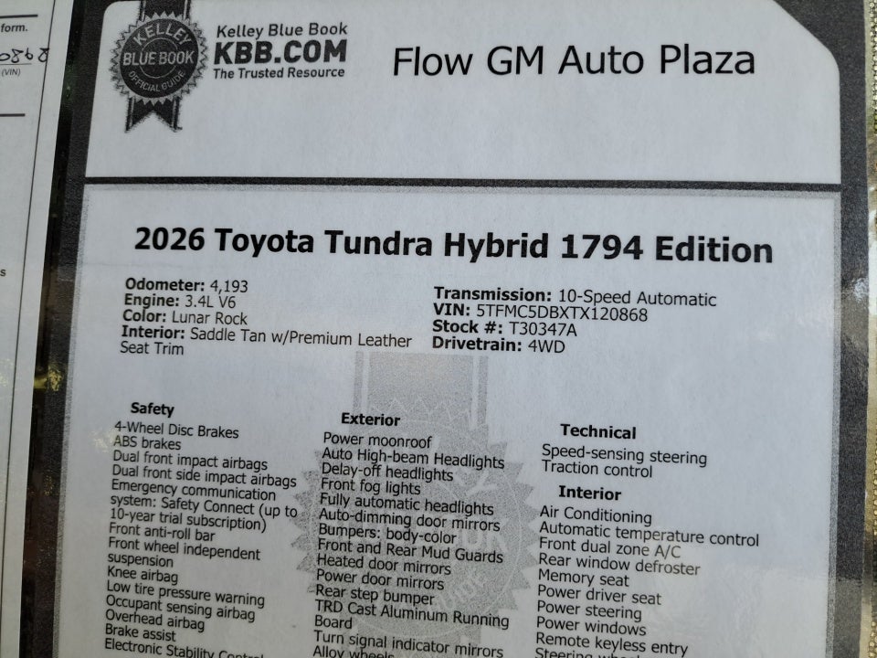2026 Toyota Tundra Hybrid 1794 Edition CrewMax 5.5' Bed