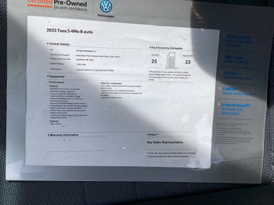 2025 Volkswagen Taos 1.5T S