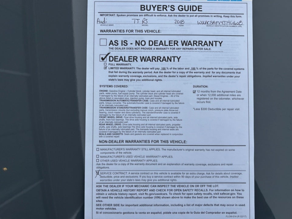 2018 Audi TT RS 2.5T