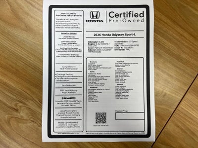 2026 Honda Odyssey Sport-L