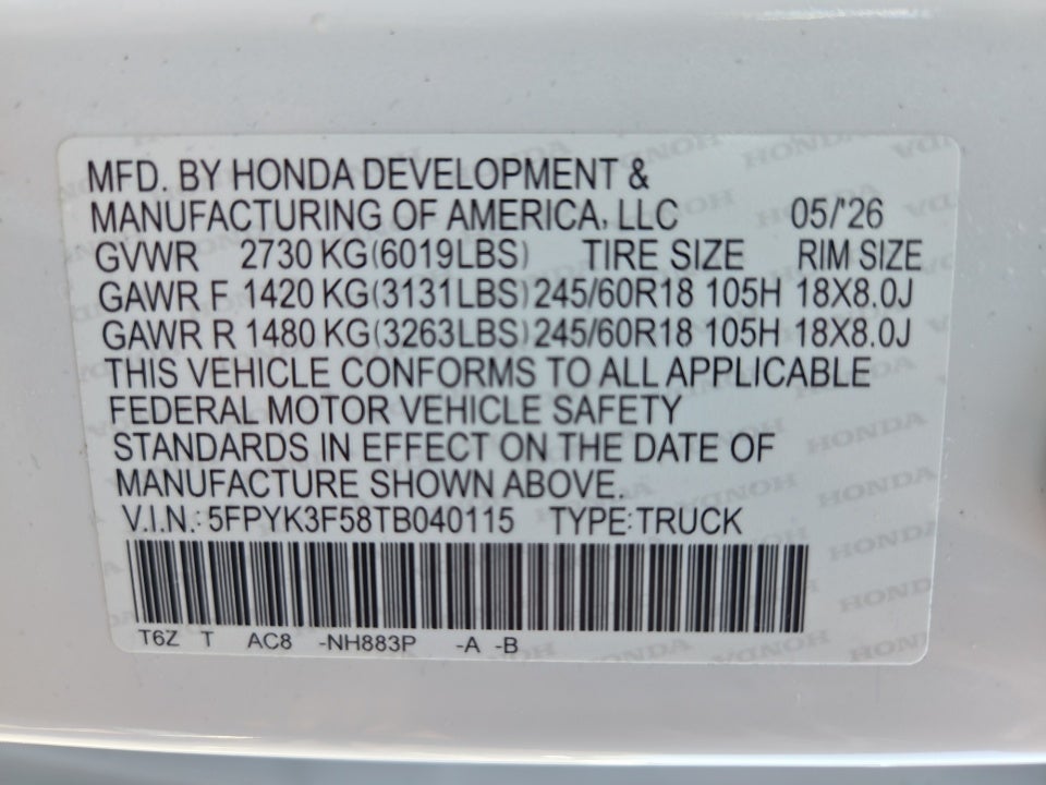 2026 Honda Ridgeline RTL