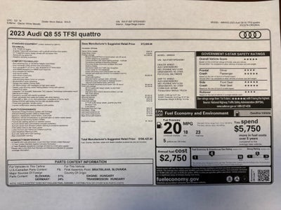 2023 Audi Q8 Prestige 55 TFSI quattro Tiptronic