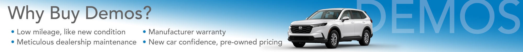 Honda Demo Vehicles Banner - Desktop